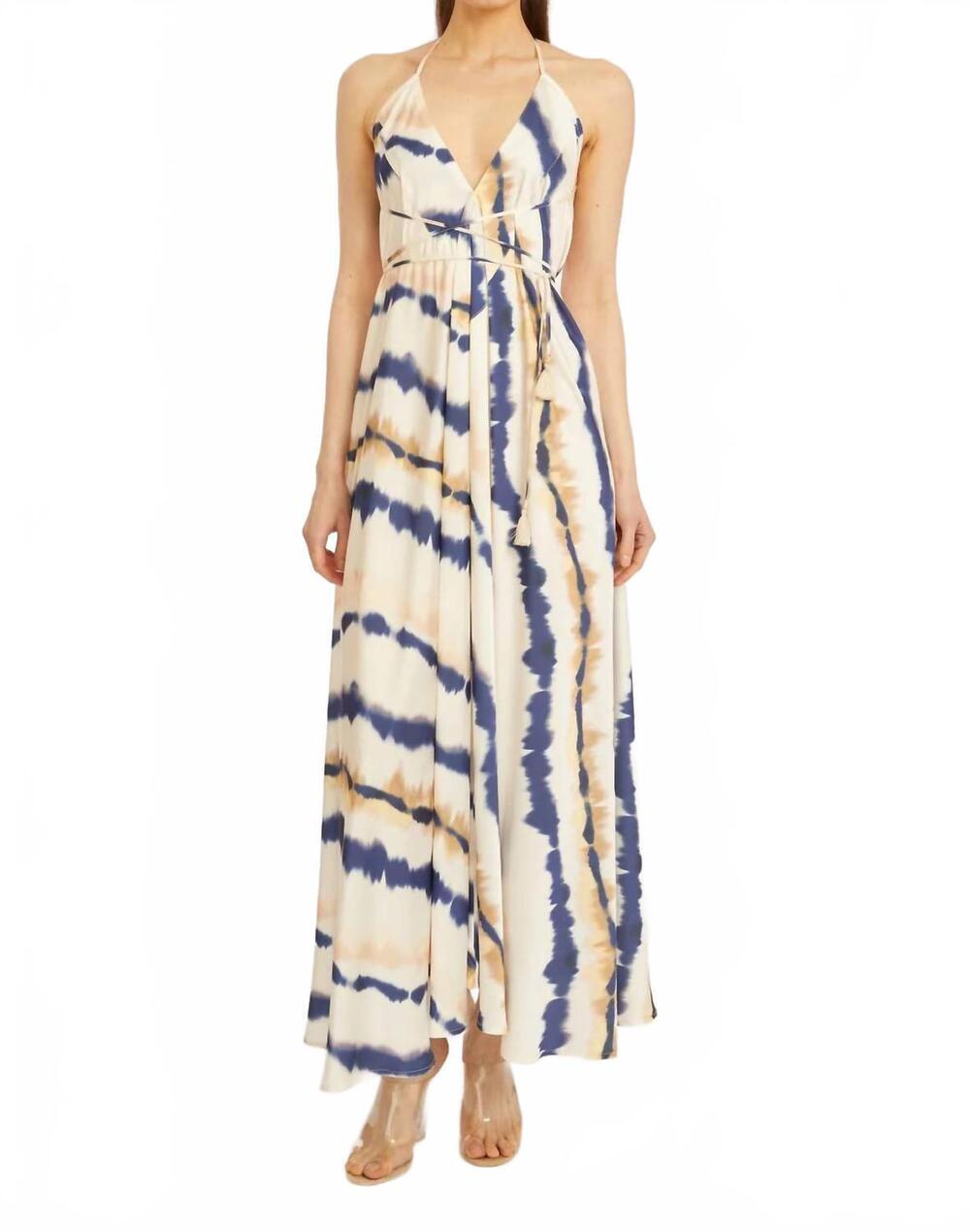 NEW WRAP UP BY VP mai tai infinity dress in blue, cream, & earth tones